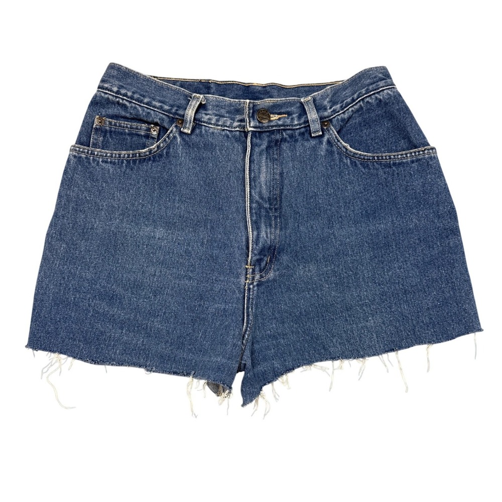 Coca-Cola Denim Shorts Women 28 Blue Vintage High Waist Raw Hem Retro Americana